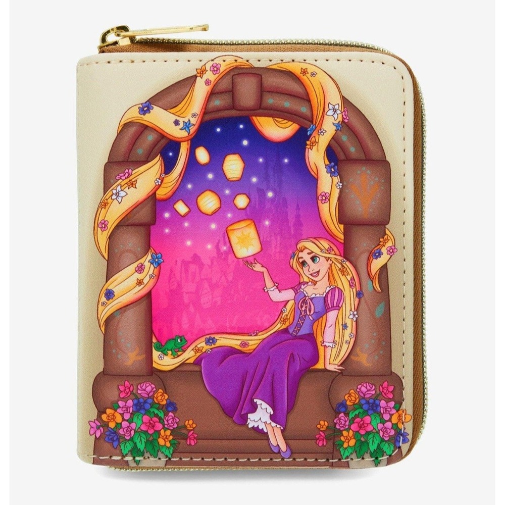 Loungefly Disney Tangled Rapunzel Purple and Gold Floating Lanterns Wallet NWT